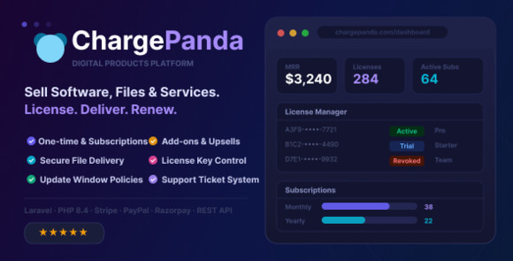 ChargePanda PHP Script to Sell Digital Products Downloads Subscriptions